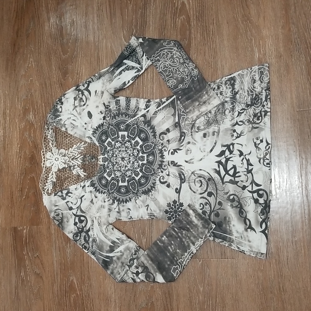 (S) Miss Match Abstract Embellished Bejeweled Lace Indie Abstract Art Hippie